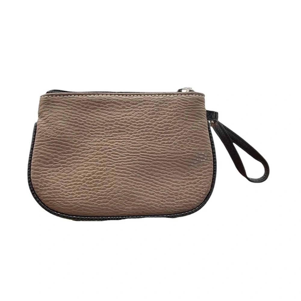 Style & Co Womens Pebbled Faux Leather Wristlet‎ Clutch Tan Cream Black New